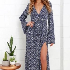 Lulu's Mandala Daydream Blue Print Maxi Dress